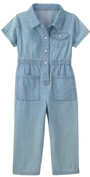  Salopeta din denim cu maneca scurta Light Wash