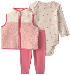  Set 3 piese Pink Colorblock - vesta, colanti si body