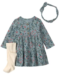 Set 3 piese Floral - rochita, dresuri si bentita