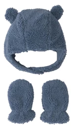  Комплект из шапочки и варежек из шерпы Navy Teddy