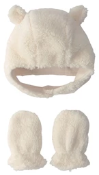  Set caciulita si manusi din sherpa Cream Teddy
