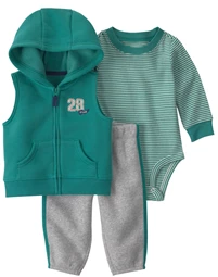  Set 3 piese Varsity - vesta fara maneci cu gluga, body si pantaloni