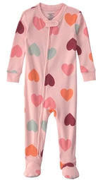  Pijama cu talpa din bumbac Pink Hearts
