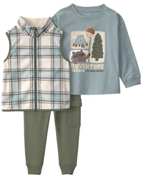  Set 3 piese Adventure - vesta cu fermoar, bluza cu maneca lunga si pantaloni