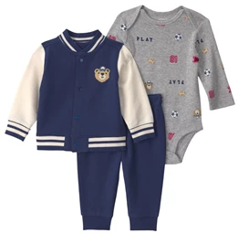  Set 3 piese Varsity Teddy - geaca, body si pantaloni