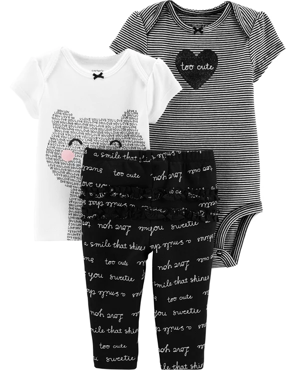  Set 3 piese Adorabil - body, tricou si pantaloni