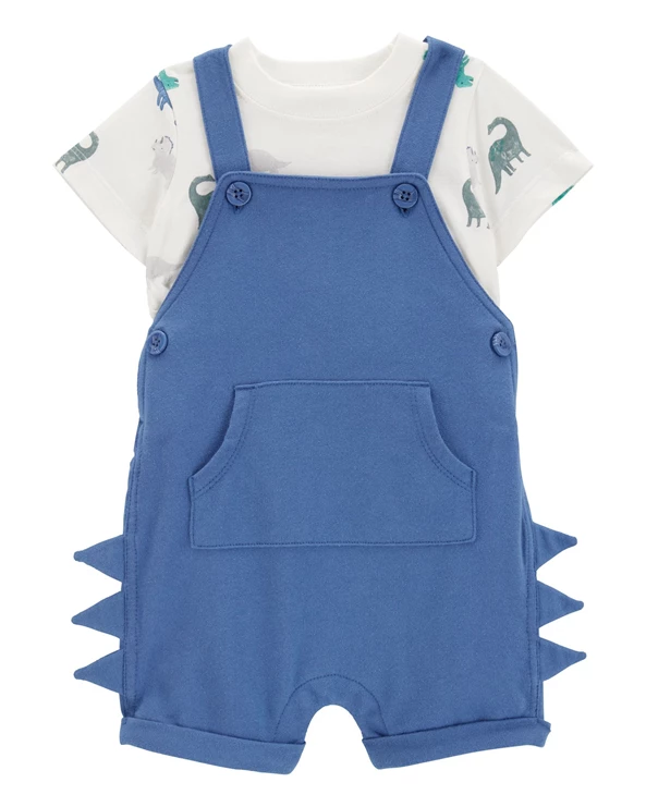  Set 2 piese Tricou si salopeta Navy Dino Spike
