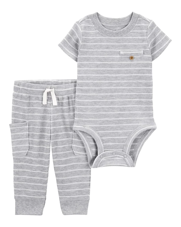  Комплект 2 в 1 Gray Textured - Боди и штаны