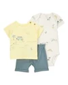  Set 3 piese Body, tricou si pantaloni scurti Yellow Graphic