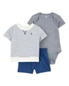  Комплект 3 в 1 Боди, шорты и футболка Blue Striped