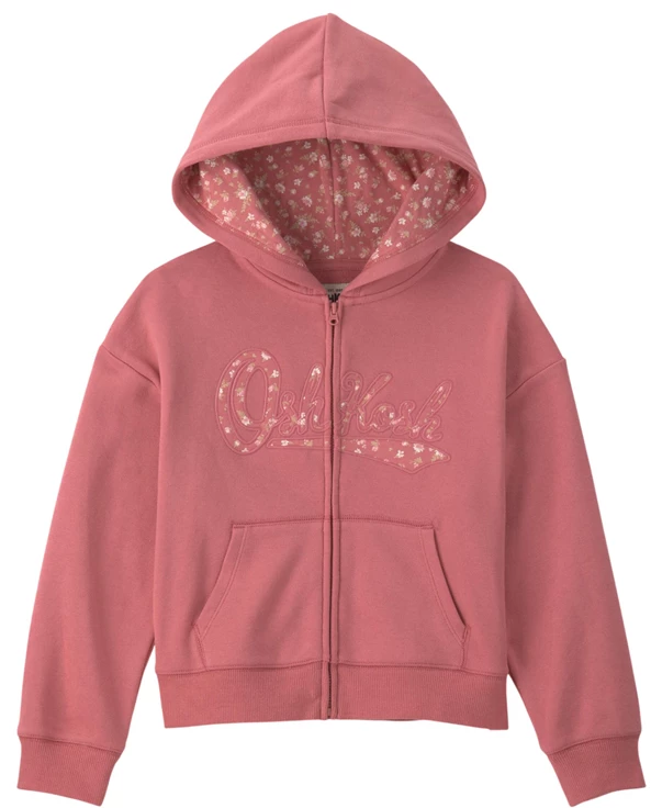  Hanorac cu gluga si fermoar Pink Floral