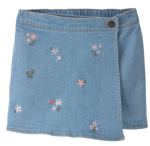 Fustita-pantalon din denim cu broderie florala