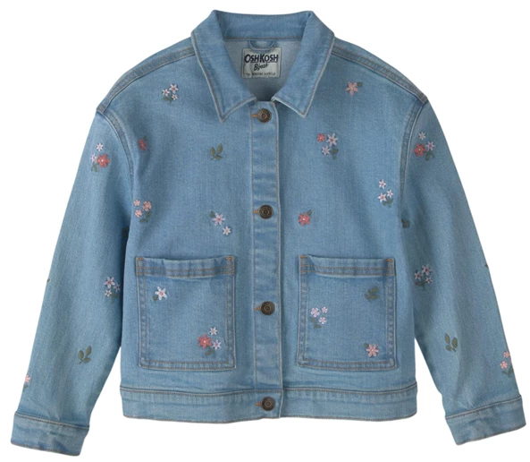  Jacheta din denim cu broderie florala