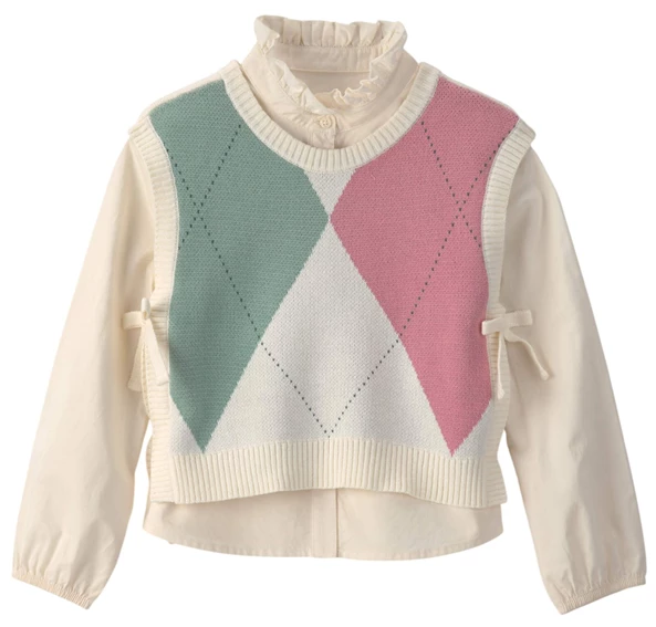  Bluza cu maneca lunga si vesta 2 in 1