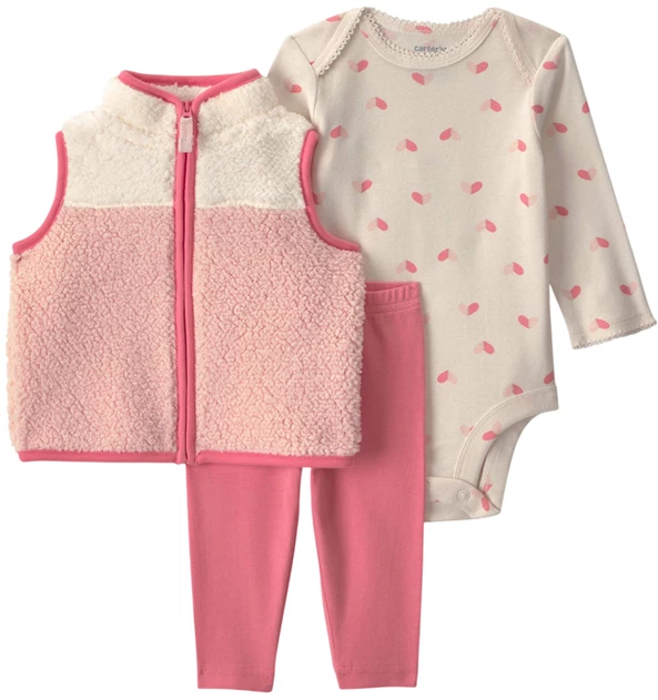  Set 3 piese Pink Colorblock - vesta, colanti si body