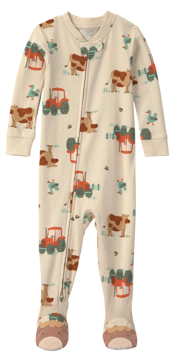  Хлопковая пижама с закрытыми ножками Farm Print