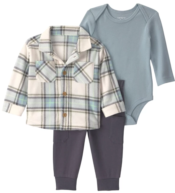  Set 3 piese Blue - camasa jacheta, body si pantaloni