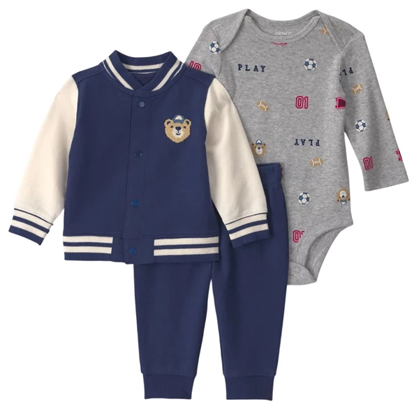  Set 3 piese Varsity Teddy - geaca, body si pantaloni
