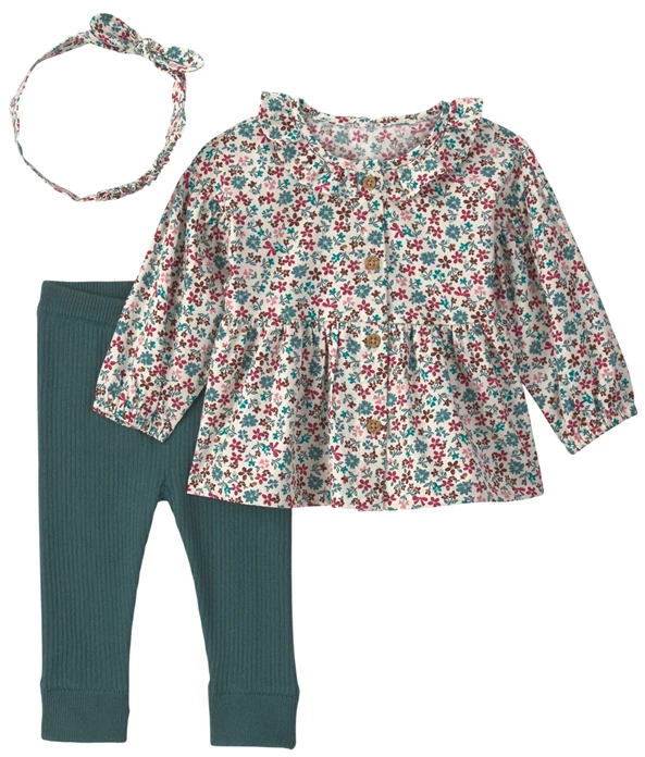  Set 3 piese Floral - bentita, bluza si colanti