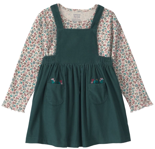  Set 2 piese Floral - salopeta tip rochita si bluza
