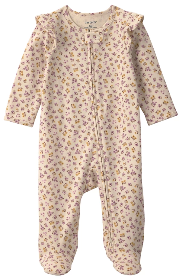  Pijama cu talpa din bumbac Tiny Flowers