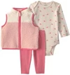  Set 3 piese Pink Colorblock - vesta, colanti si body