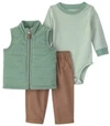  Set 3 piese Green - vesta fara maneci, body si pantaloni