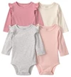  Set 4 body cu maneca lunga Soft Pink