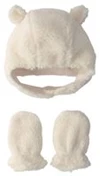  Set caciulita si manusi din sherpa Cream Teddy