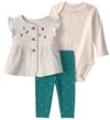  Set 3 piese Floral - vesta cu nasturi, body si colanti
