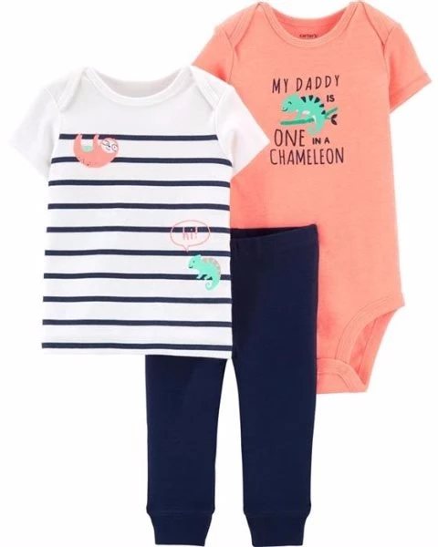  Set 3 piese Cameleon - body, tricou si pantaloni