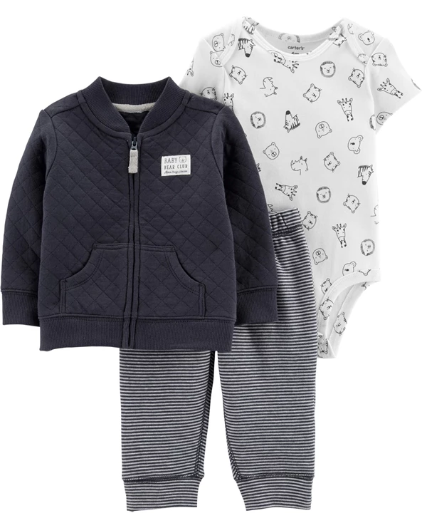  Set 3 piese Animalute - cardigan, body si pantaloni