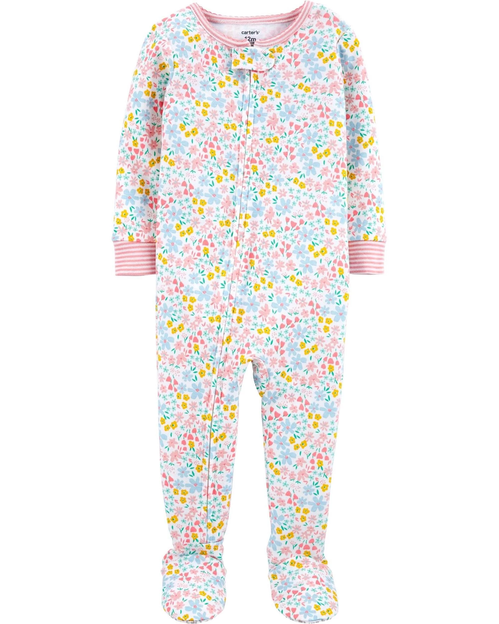 Carter S Pijama Bebelus Roz Cu Fermoar Si Floricele