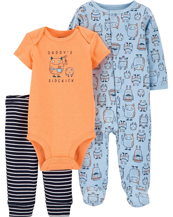  Set 3 piese Monstrulet - pijama, body si pantaloni