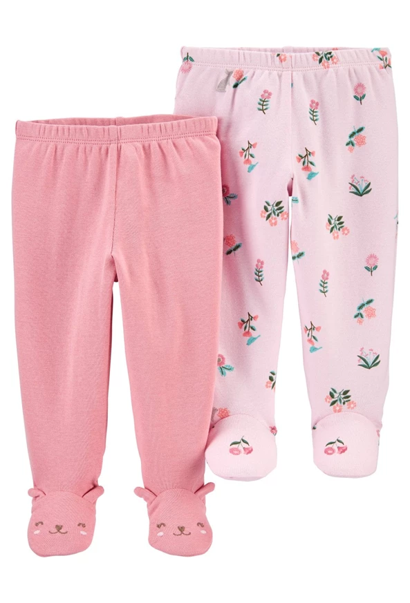  Set 2 piese Pantaloni roz Flori