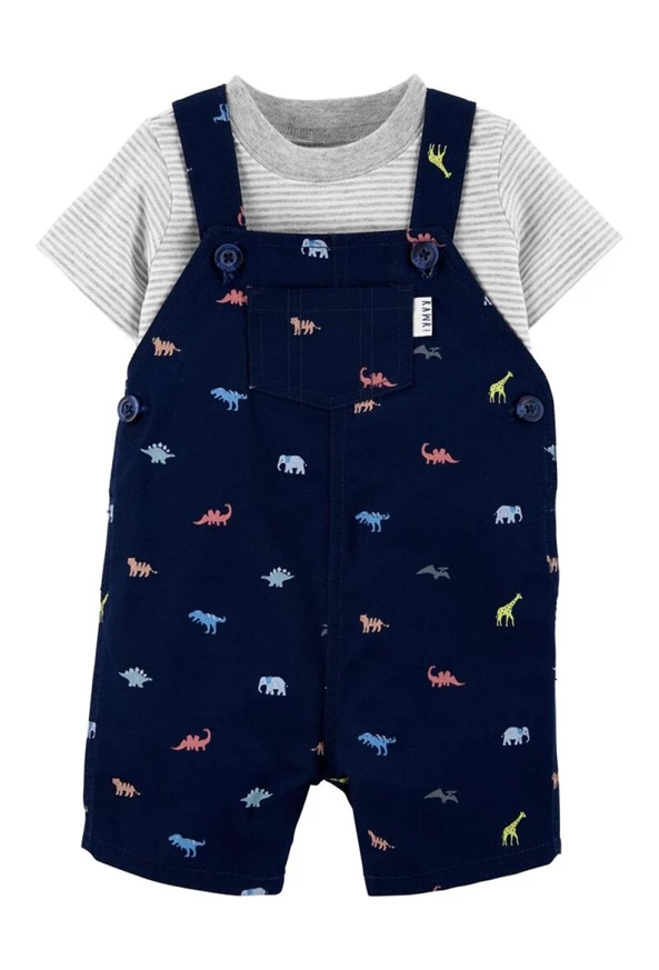  Set 2 piese Dino - tricou si salopeta scurta