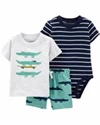  Set 3 piese Aligator - body, tricou si pantaloni scurti