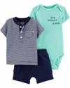  Set 3 piese Snuggle - body, tricou si pantaloni scurti