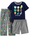  Set 3 piese Pijama Emoji - Tricou, pantaloni lungi si scurti