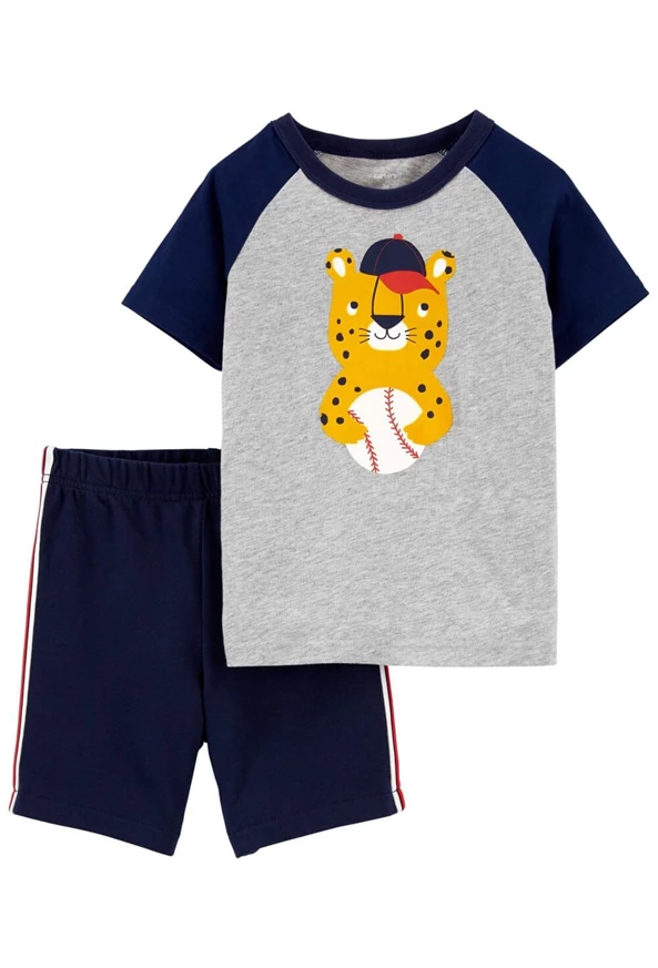  Set 2 piese Tricou si pantaloni scurti Leopard