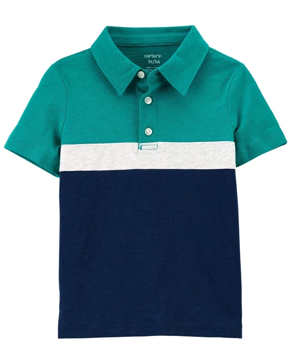  Tricou polo albastru cu dungi