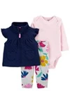  Set 3 piese bebelus Vesta, body si pantaloni florali