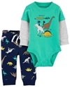  Set 2 piese bebe Pantaloni si body Dinozauri