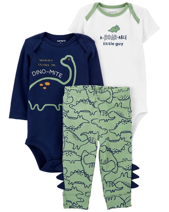  Set 3 piese Pantaloni si 2 body Dinozaur