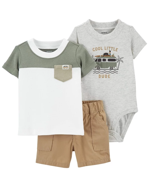  Set 3 piese Body, tricou si pantaloni scurti Cool