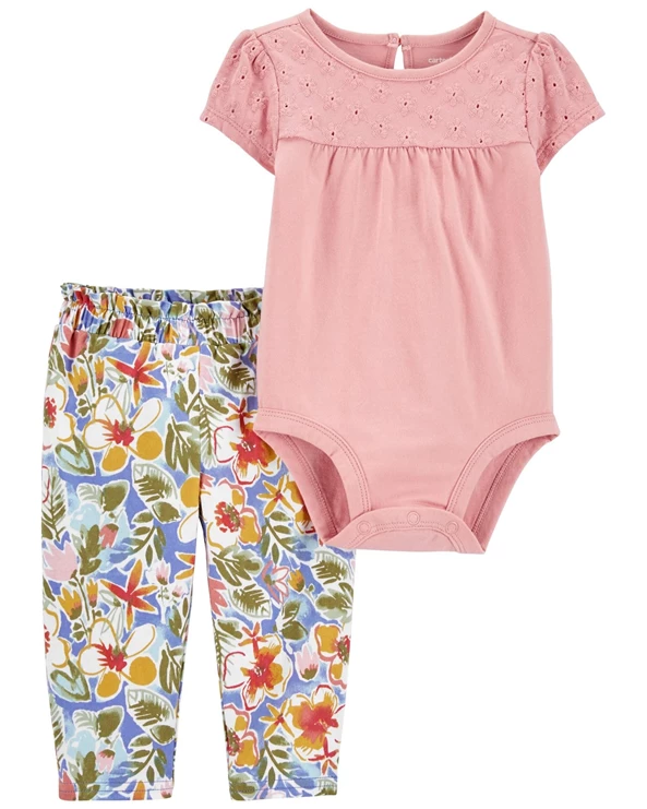  Set 2 piese Body si pantaloni Flori