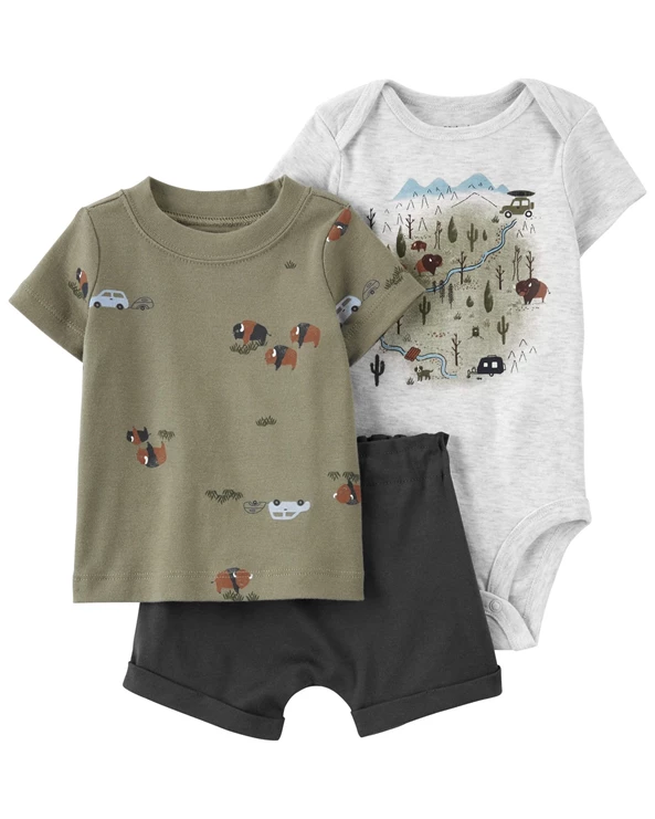  Set 3 piese Body, tricou si pantaloni scurti Aventura