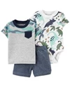  Set 3 piese Body, tricou si pantaloni scurti Dinozauri