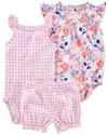  Set 3 piese Body, tricou si pantaloni scurti Flori