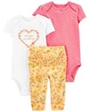  Set 3 piese Pantaloni si 2 body Flori